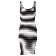 overstock black white strips dress