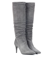 clearance grey suede leather knee high boots